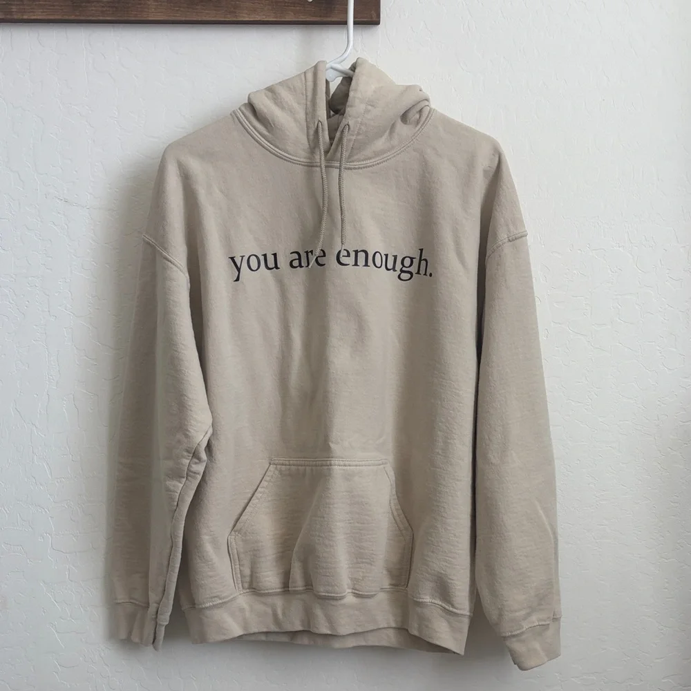 Women’s Beige Hoodie - "You Are Enough" - Picture 1 of 3
